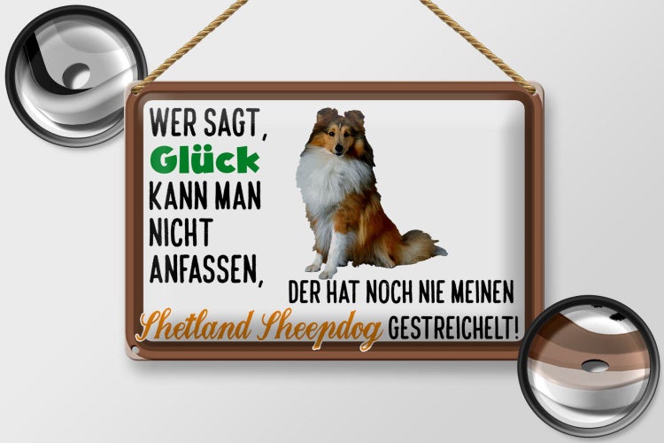 Blechschild Spruch 30x20cm Glück Shetland Sheepdog Hund