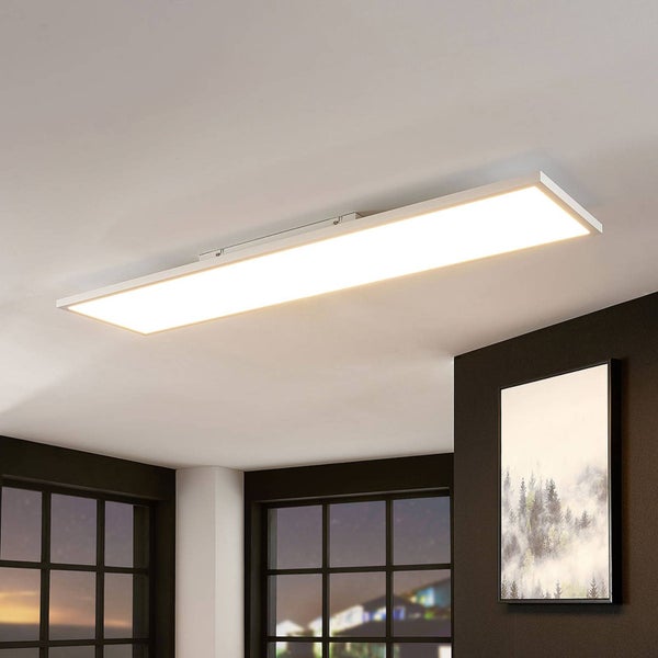 Lindby LED Panel / Deckenleuchte 119,5 x 29,5 cm, dimmbar RGB Backlight & wechselbare Lichtfarbe (3.000–6.000K) mit Fernbedienung Leuchtmittel
