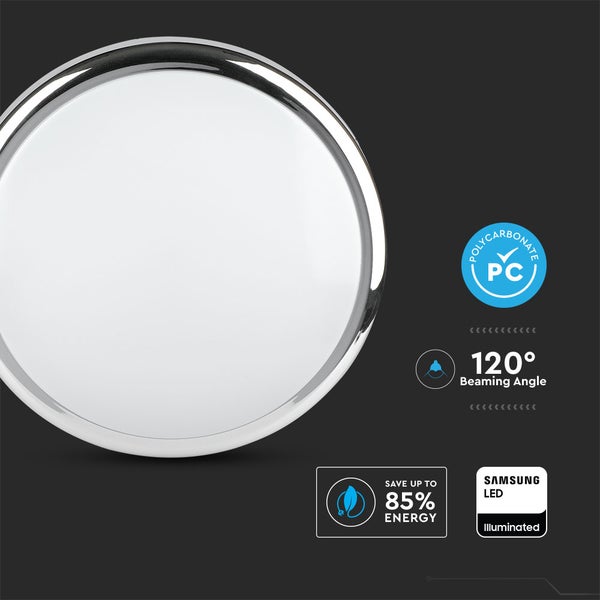 Runde LED-Leuchte mit Polycarbonat-Symbol, 120-Grad-Abstrahlwinkel, bis zu 85 % Energieeinsparung und Samsung LED-Logo