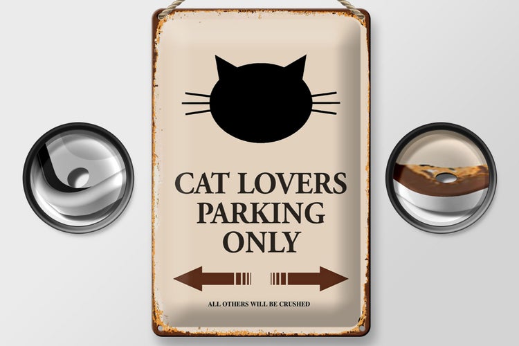 Blechschild Spruch 20x30cm cat lovers parking only Katze