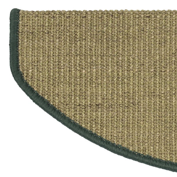 FLOORDIREKT Stufenmatte aus Sisal - Pure Nature - Umkettelt & Selbstklebend - Grün 23,5 x 65 cm - Halbrund