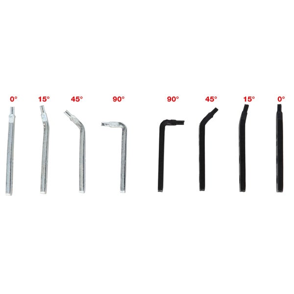 Verschiedene Winkel von Inbusschlüsseln dargestellt.