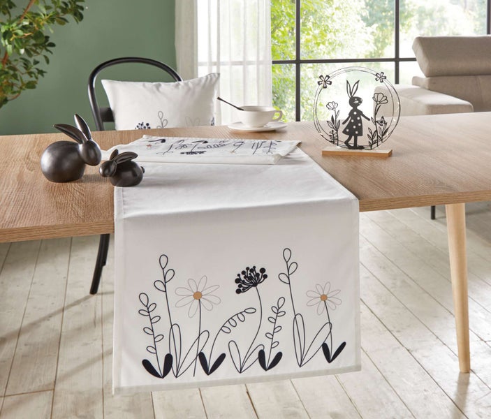 FRANK FLECHTWAREN | Tischläufer Blümchenwiese, POLYESTER, 40 x 140 cm