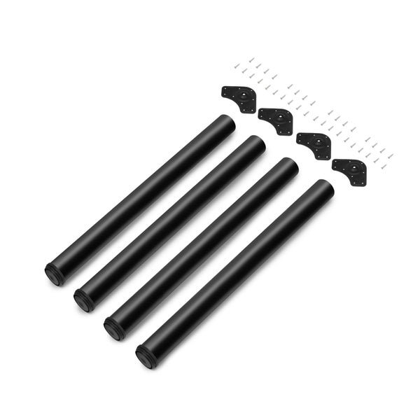 Set mit vier runden Tischbeinen inklusive Montageplatten und Schrauben für Möbelbau