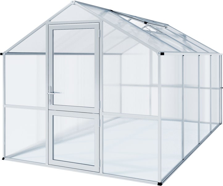 Stabiles, durchgehendes Firstprofil aus Aluminium für Gewächshäuser in der Detailansicht.