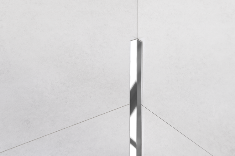 Inneneck-Li-Profil aus Edelstahl  1 cm x 1 cm x 270 cm – poliertes Silber