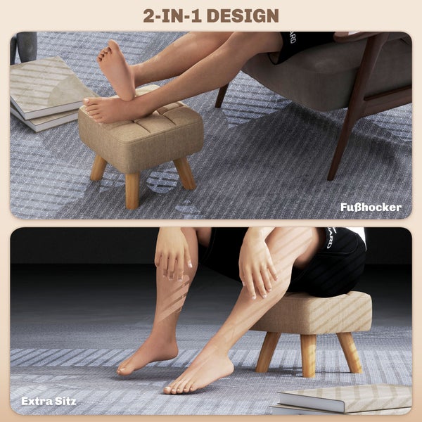 2-in-1 Design: Fußhocker und zusätzliche Sitzgelegenheit