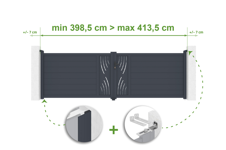 Ansicht eines Gartentores mit Größenangaben