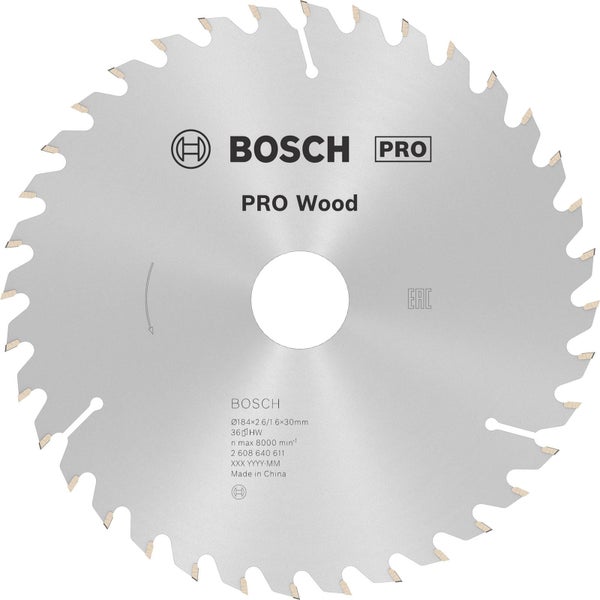 Bosch PRO Wood Kreissägeblatt 184 x 2,6 x 30 mm - 2608640611