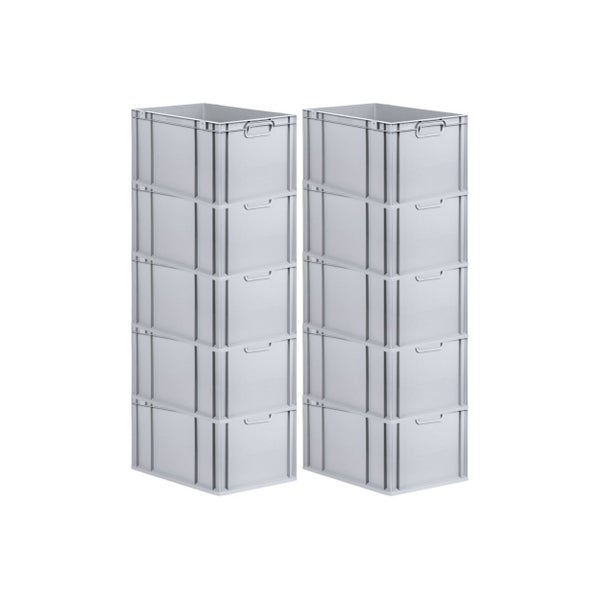 PROREGAL Spar Set 10x Eurobox Nextgen Economy Mit Scharnierdeckel & Roten Schiebeschnappverschlüsse Griffe Geschlossen HxBxT 32 x 40 x 60 cm 65 Liter