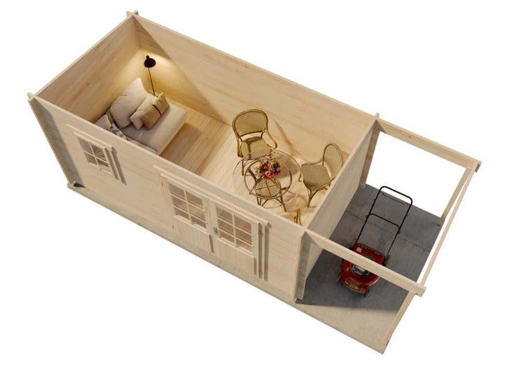 Alpholz Gartenhaus York mit Schleppdach aus Holz Gartenhaus mit 40 mm Wandstärke Gartenhütte Geräteschuppen Flachdach
