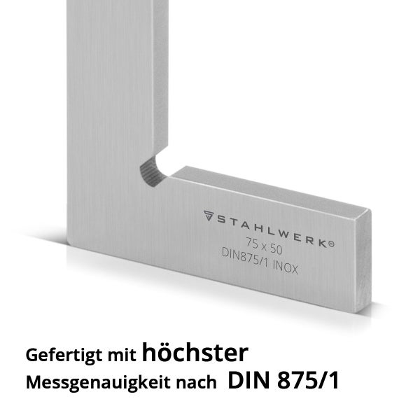 Stahlwerk Winkel aus Edelstahl, 75 x 50 Millimeter, DIN 875/1