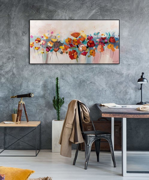Handgemaltes Gemälde Acrylfarbe 120x60cm Blau