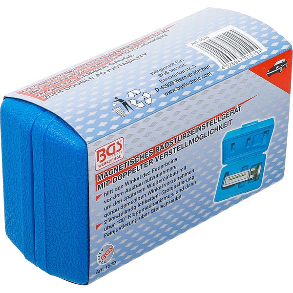 BGS technic Radsturzlehre mit magnetischer doppelter Verstellmöglichkeit in blauer Box