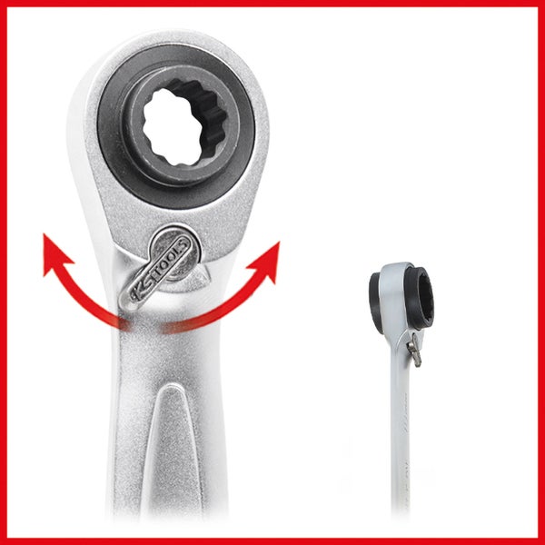 KS TOOLS 4 in 1 GEARplus Doppel-Ratschenringschlüssel umschaltbar 8 x 9 x 10 x 11 mm - 503.4541