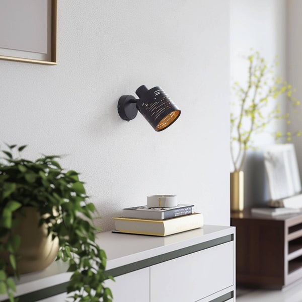 Lindby Wandleuchte, Wandlampe Innen Iolyn (Für Kinder Junges Wohnen) in Schwarz (1 flammig E14) - Wandstrahler Wandbeleuchtung Schlafzimmer / Wohnzimmer Wohnzimmerleuchte