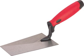 Maurerkelle aus Stahl mit Kunststoffgriff für Maurerarbeiten und zum Auftragen von Mörtel.