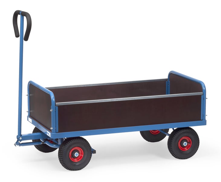 Handwagen mit Gummirädern und Holzverkleidung