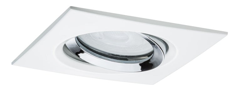 LED Einbauleuchte Nova Plus Einzelleuchte schwenkbar IP65 eckig 93x93mm 30° GU10 7W 460lm 230V dimmbar 2700K Weiß matt, Chrom