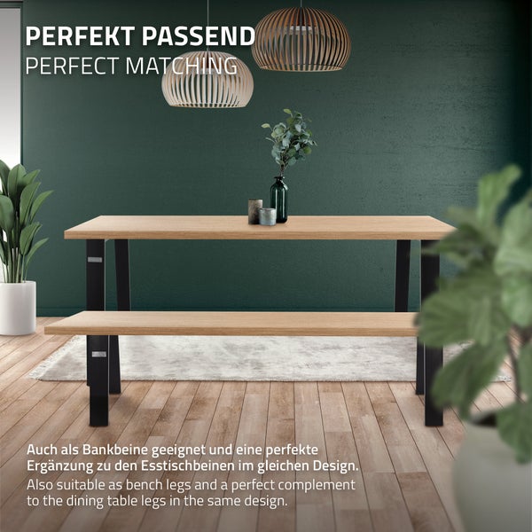 ML-Design 2er Set Tischbeine Loft 44x42 cm, Schwarz, Profil 8x2 cm, Stahl, Industriedesign, U-Form, Metall Tischgestell scandic, Tischkufen Tischuntergestell Möbelfüße Bankkufen Bankgestell Bankbeine