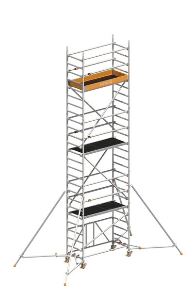 Layher Fahrgerüst mit Arbeitsplattformen und Auslegern