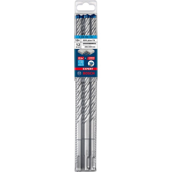 Bosch Expert SDS plus-7X Hammerbohrer Set, 10 Stück, 12 mm Durchmesser