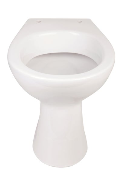 Calmwaters® Stand WC Weiß Universal, ovale Standtoilette mit Spülrand, Flachspüler Abgang waagerecht, klassische Toilette, Sanitärkeramik, bodenstehendes WC, Weiß, 07AB2317