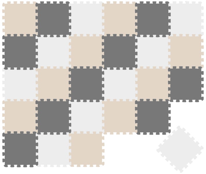 Set aus quadratischen Schaumstoff Puzzlematten für den Boden mit ineinandergreifenden Kanten.