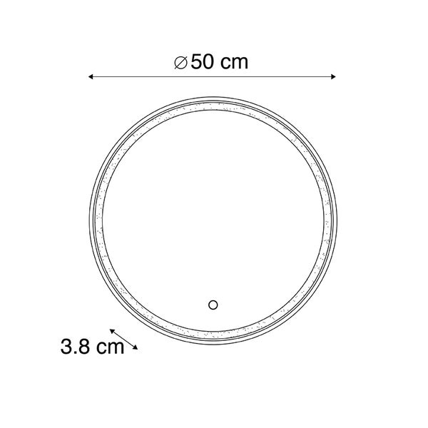 Runder Spiegel mit einem Durchmesser von 50 Zentimeter und einer Tiefe von 3.8 Zentimeter.