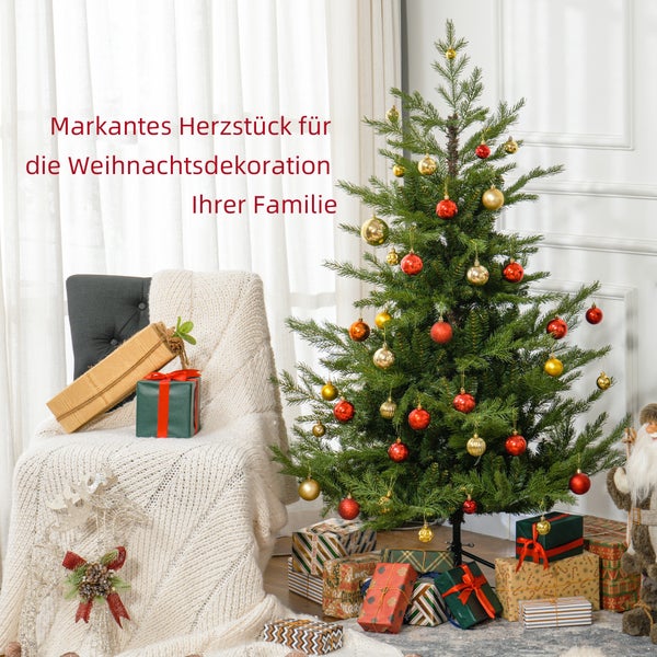 HOMCOM 180 cm Weihnachtsbaum Künstlich Naturgetreu Dichte Zweige Christbaum mit 1942 Astspitzen realistisches Aussehen für Weihnachtsfest Grün