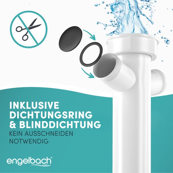 Engelbach® Siphon für Küchenspüle mit Flexiblem Ablaufschlauch mit doppeltem Geräteanschluss inkl. Montage-Video