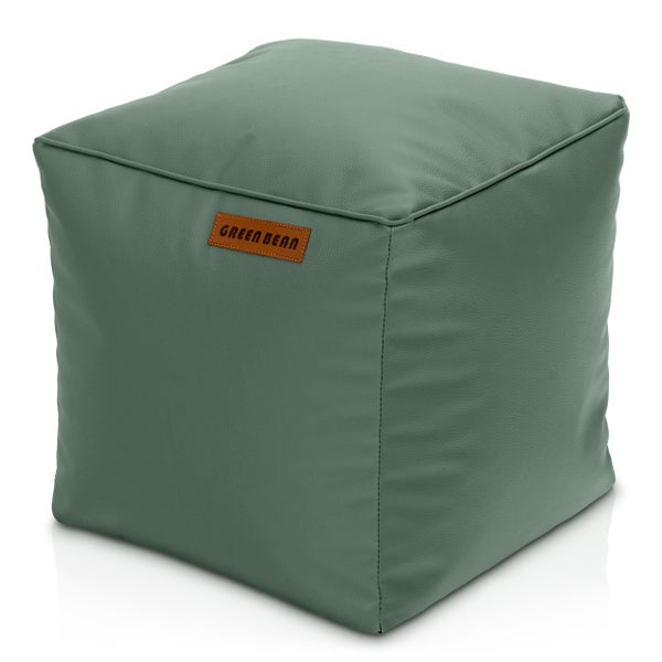Würfelförmiger Sitzpouf mit Green Bean Logo