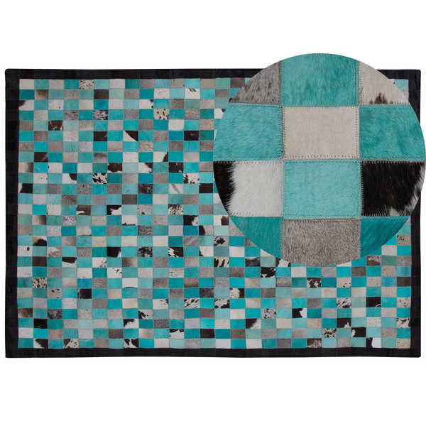 Teppich NIKFER Türkis 160 x 230 cm Echtleder