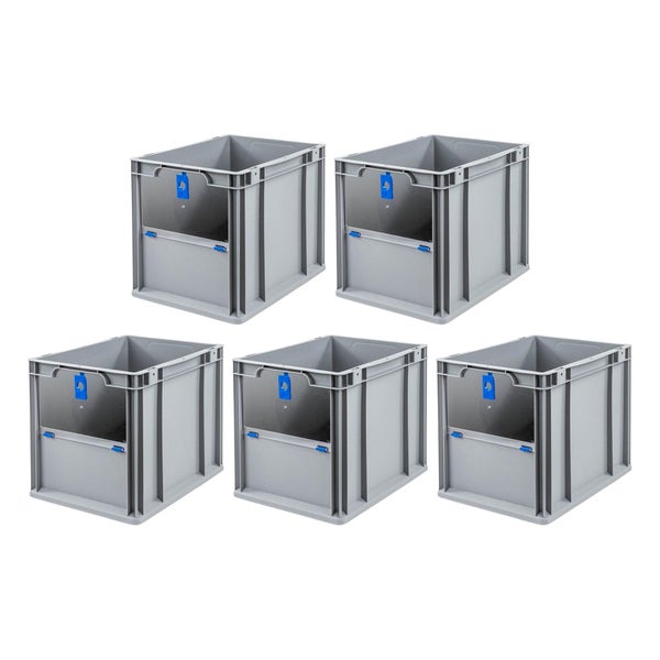 PROREGAL SparSet 5x Eurobox NextGen Insight Cover HxBxT 32 x 30 x 40 30 Liter Hoch/Blau Eurobehälter Transportbox