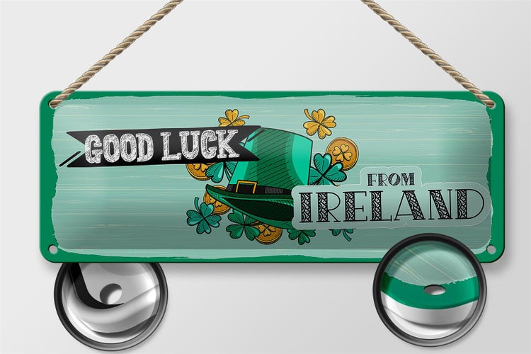 Blechschild Spruch Good Luck From Ireland 27x10cm