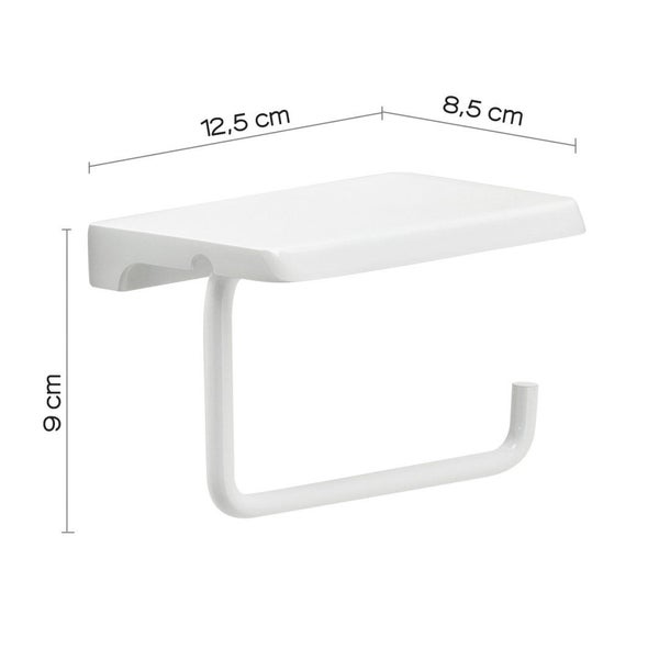 Weißer Edelstahl-Papierrollenhalter mit Ablage