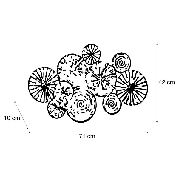 Dekorative Wanddekoration aus Metall, 71 mal 42 cm