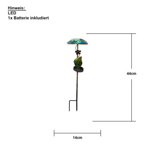 Gartendekoration mit LED-Solarleuchte, circa 44 cm hoch und 14 cm breit