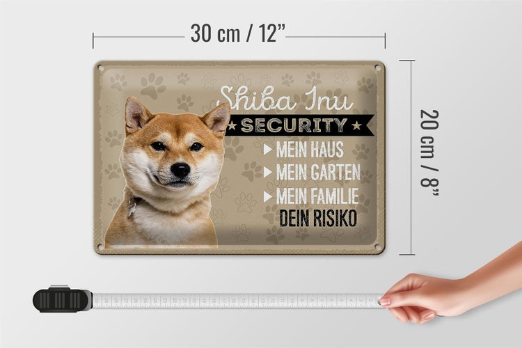 Blechschild Spruch 30x20cm Shiba Inu Security dein Risiko