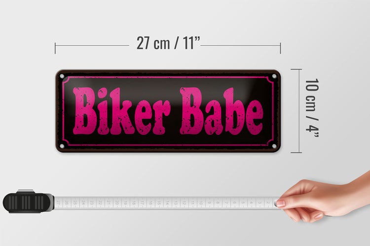 Blechschild Spruch 27x10cm Biker Babe Dekoration