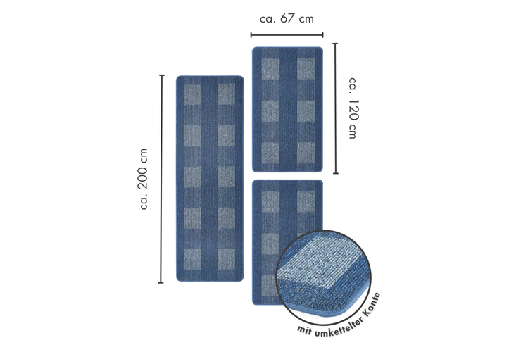 Bettumrandung Avallon 2 x 67 x 120 cm und 1 x 67 x 200 cm in Blau