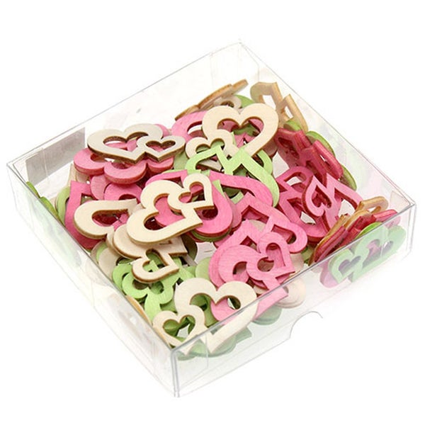 Dekorative Holzherzen in einer transparenten Box