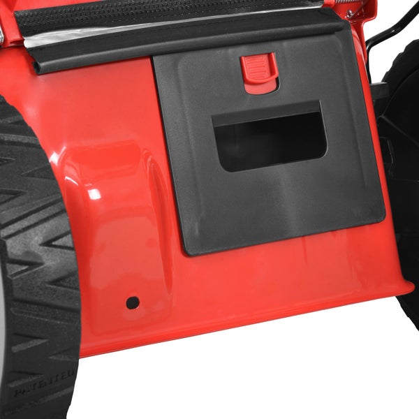 Detailansicht eines Rasenmähers mit Fangkorb