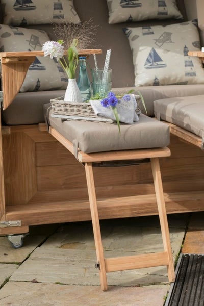 Strandkorb Westerland Teak Bullauge PE grey Dessin 540