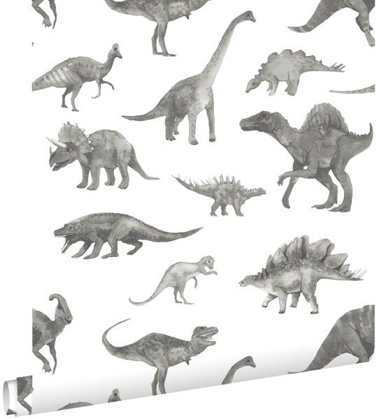 ESTAhome Tapete Dinosaurier Grau - 50 x 900 cm - 131203