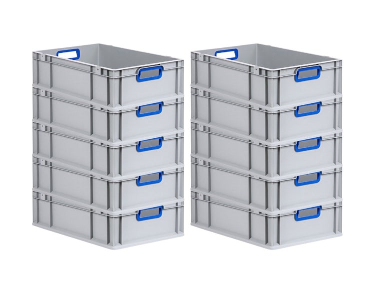 PROREGAL Eurobox Nextgen Color HxBxT 17 x 40 x 60 cm 34 Liter Griffe Blau Offen Glatter Boden Eurobehälter Transportbox