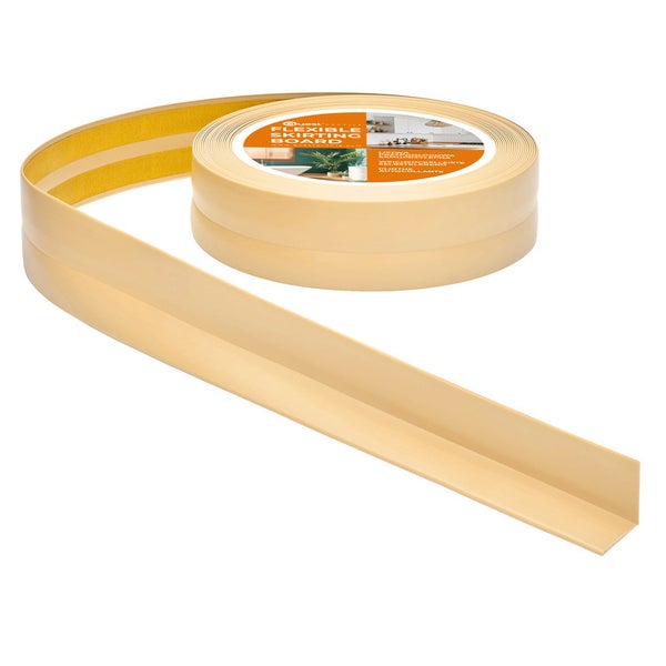 Quest Weichsockelleiste Selbstklebend 30 x 30 mm, PVC, Flexibel, Creme, 5 Meter