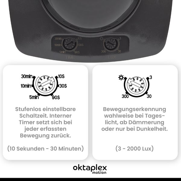 Oktaplex 360° Bewegungsmelder anthrazit IP65 für Außen und Innen Präsenzmelder 230V