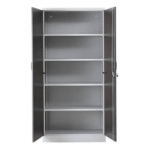 PROREGAL Aktenschrank Beetle 4 Fachböden HxBxT 195 x 92 x 42 cm Silber & Wenge