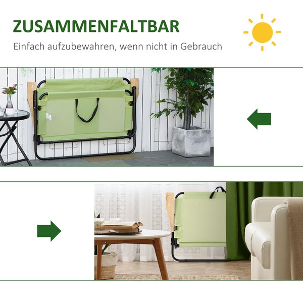 Outsunny Campingstuhl 2-Sitzer klappbar tragbar Gartenstuhl Regiestuhl Klappstuhl mit Getränkehalter für Outdoor Picknick Wandern max. Belastung 160 kg Hellgrün 114 x 67 x 80 cm